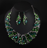 Ensemble de bijoux et boucles d'oreilles pour femmes, joaillerie de luxe en cristal, de qualité supérieure, style américain et européen, XLNK107