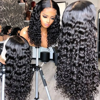 Vendeur de perruque de cheveux bouclés bruts cambodgiens en gros, perruques de cheveux humains à fermeture en dentelle transparente de densité 150% 180% 200%