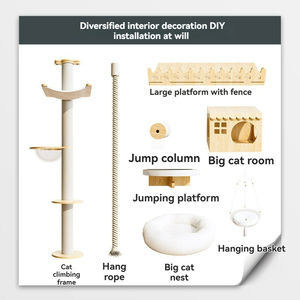 Royal Cat Castle Villa Cage en bois avec bac à litière <span class=keywords><strong>perche</strong></span> 3 niveaux Playhouse intérieur luxe chat meubles Pet Villa House - Product Image 2