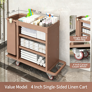 Carro de Limpieza Multiusos con Múltiples Niveles, Carro de Servicio Móvil con Soporte para Bolsas de Basura, Cubo Desmontable y Ruedas Suaves para Hotel - Product Image 2