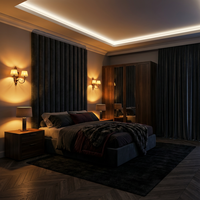 Meubles de chambre d'hôtel de luxe : Lit plateforme rembourré en velours avec cadre en bois de noyer pour hôtels et auberges