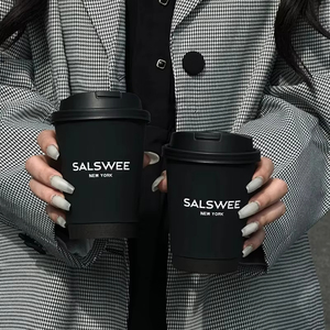 Hot Selling Gold Silver Stamping Disposable Double Wall Take Away Cups Custom Logo Hot Coffee Paper Cup With Lid