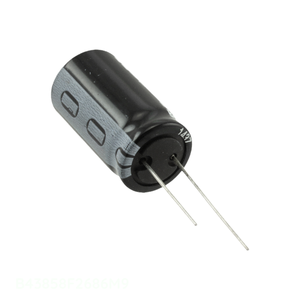 Condensador de canal del fabricante 68 uF CAP ALUM 68UF 20% 250V RADIAL TH B43858F2686M9 de montaje a través de orificio - Product Image 1
