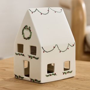 Bulk Cheap White Porcelain Hanging <strong>Christmas</strong> <strong>Village</strong> <strong>House</strong> Ornament Candle Holder Tabletop - Product Image 1