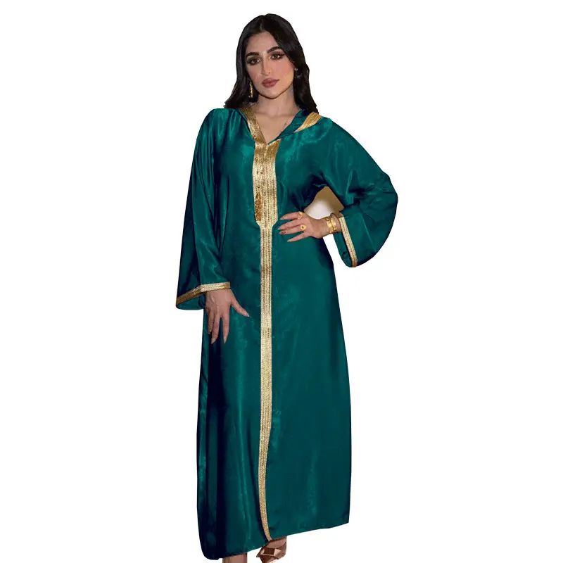 Muslim New Designs Dubai Ladies Casual Modern Long Religion Robe Arabic Style Embroidery Maxi Dress Abaya Islamic Clothing