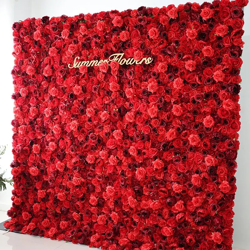중국 결혼식 배경 장식 사용자 정의 꽃 디자인 붉은 장미 꽃 벽