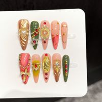 Faux ongles à presser faits main, design masque de Joker gothique, strass scintillants, style cool et audacieux, PMMA