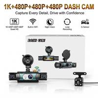 Kamera Dasbor WiFi 4 Kanal Perekam Cerdas Resolusi 1k untuk Mengemudi Lebih Aman Wideorejestrator DVR Black Box