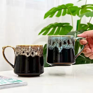 แก้วกาแฟเซรามิกทำมือเคลือบเงาขนาด 350 มล. ดีไซน์สร้างสรรค์ใหม่ พร้อมหูจับขนาดใหญ่ ใช้กับไมโครเวฟได้ นำกลับมาใช้ใหม่ได้ สกรีนโลโก้ได้ - Product Image 5