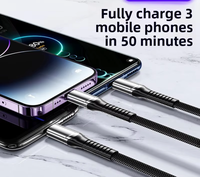 Câble de données 3-en-1 (connecteurs Micro USB/Type-C) Charge ultra-rapide 65W Tressage en alliage d'aluminium Cadeau d'affaires haut de gamme Mobile