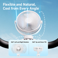 Ventilateur pliable Octopus Clip, mini-ventilateur portable USB rechargeable à faible bruit pour poussette, bureau et utilisation en extérieur