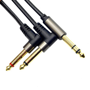 Câble audio <span class=keywords><strong>TRS</strong></span> stéréo mâle plaqué or 6.35mm 1/4 "vers double 2X6.35mm 1/4" mâle TS <span class=keywords><strong>Mono</strong></span> 90 degrés à angle droit en Y - Product Image 3