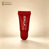Tubes de brillant à lèvres cosmétique rouge de luxe 3ml 5ml 8ml 10ml en plastique souple avec capuchon à vis et porte-clés, emballage mignon pour baume à lèvres