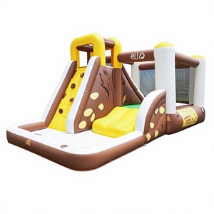 Trampolín de Castillo travieso al aire libre Casa de rebote inflable Combo tobogán equipo de red de seguridad - Product Image 1