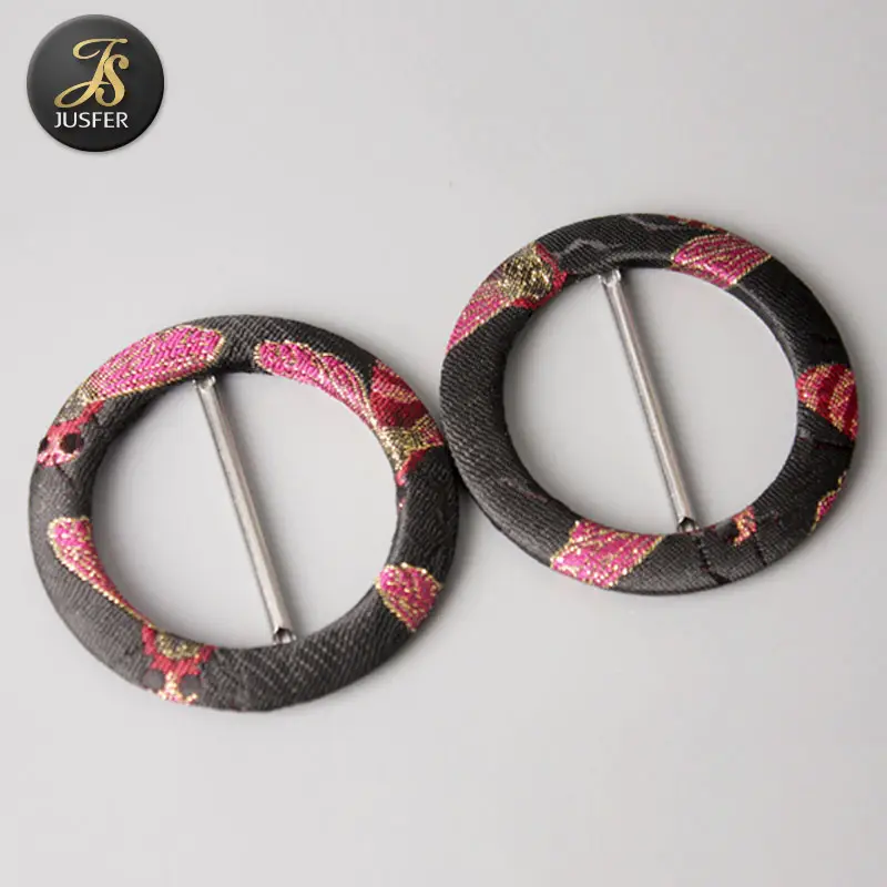 Classical 1.5" round shape hot sale ladies fabric covered belt buckles