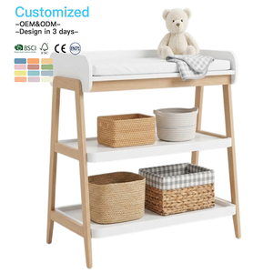 EDULAND OEM ODM CPC CE Fasciatoio a 3 Livelli in Legno per Neonati, Tavolo Cambio Pannolini per Bagno, Mobile Contenitore in Legno per Bambini - Product Image 1