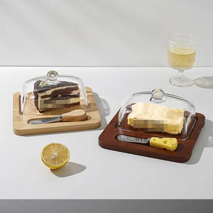 Nouveau Plateau de Rangement en Gros pour Fromage et Beurre avec Couvercle en Verre, Idéal pour Desserts et Couteau à Cheesecake sur Comptoir de Cuisine - Product Image 1