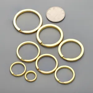 Koper Materiaal Ronde Platte Sleutelhanger Ring Metalen Split Dog Tag Sleutelhanger Ring Voor Home Autosleutels Attachment