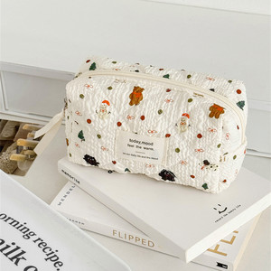 Bolsa de maquillaje con diseño de muñeco de nieve, bolsa de cosméticos con diseño de oso y árbol de Navidad, bolsa organizadora grande de viaje para <span class=keywords><strong>mujer</strong></span> - Product Image 1