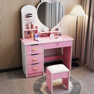 Ensemble de commodes de luxe moderne pour chambre à coucher avec miroir et éclairage, meuble de rangement en bois à <span class=keywords><strong>tiroirs</strong></span> pour maquillage, idéal pour petit appartement - Product Image 6