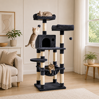 Arbre à chat double haut avec hamac, perchoir en peluche et échelle pour chatons