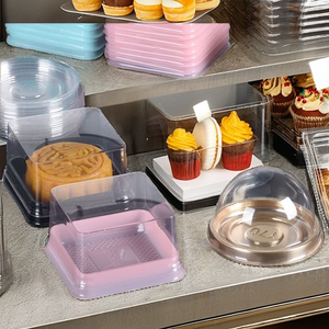 Food Grade PE <b>Plastic</b> <b>Clear</b> Disposable Mini Cake Box Cupcake Muffin Dessert <b>Container</b> for Bread - Product Image 2