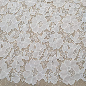 White Floral Embroidered Lace 100% Polyester Water Soluble Fabric for Garment Accessories <b>Dresses</b> Cloths & Gifts - Product Image 1