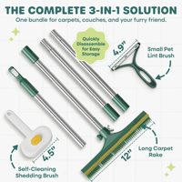 Réglable 58 ''Long Manche Réutilisable Tapis Râteau Grattoir Acier Inoxydable Caoutchouc Pet Hair Remover Balai pour Chats Meubles Tapis