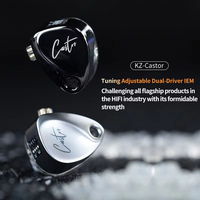 Écouteurs intra-auriculaires filaires KZ Castor HiFi à double dynamique, avec double transducteur 8mm+10mm, interrupteur de réglage des basses et des aigus, pour audiophiles et moniteur musical