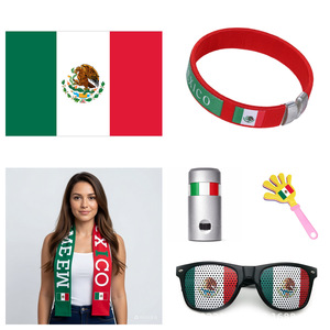 Venta al por mayor 2026 EE. UU.-Canadá-México: Set de accesorios para aficionados al fútbol (bandera, gafas, palmas de manos, accesorios faciales de colores) con impresión de logotipo - Product Image 3