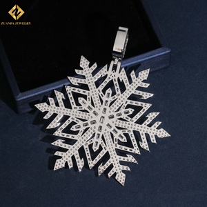 925 <b>Silver</b> Iced Out Jewelry Snowflake Pendant 925 <b>Silver</b> VVS Moissanite Baguette Cut Rhodium Plated Unisex Luxury <b>Charm</b> - Product Image 3