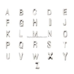 Instock Stainless Steel Mirror Polished Pendant English Letters A-Z Alphabet 26 Small Hole Beads Charms Jewelry Accessories