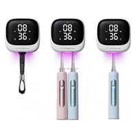 Stérilisateur de brosses à dents UVC mural à induction par ondes, horloge LED, séchage à air chaud, rechargeable 1800 mAh, support de brosses à dents pour salle de bain