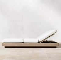 Chaise longue double en teck pour l'extérieur, facile à nettoyer, doublement réglable, pour piscine