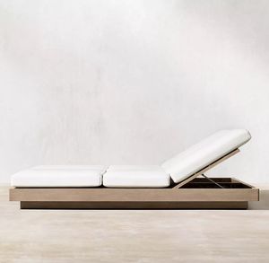 Sillón de teca para exteriores de fácil limpieza, doblemente ajustable, para piscina, cama doble para el día. - Product Image 6