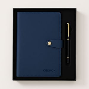 Executive PU Leather A5 Notebook with Button Strap and Pen /Corporate Stationery Gift Box for VIP Client Orders - Product Image 2