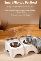 Gamelle automatique pour animaux de compagnie avec design incliné surélevé en acier inoxydable 304 et couvercle à capteur pour maisons multi-chats