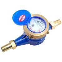 Medidor de Agua de Alta Calidad con Cubierta de Cobre y Tuerca de Cobre, Medidor de Agua Fría Mecánico Roscado Rotatorio