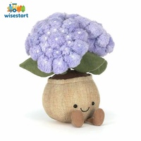 Peluche Mignonne Plante en Pot, Hortensia Bleu, Plante de Lierre, Poupée en Peluche, Fleur de Dessin Animé Douce, Décoration de Bureau et de Maison
