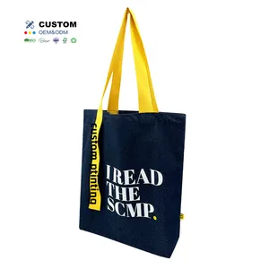Customized Logo Wholesale Durable Reusable Blank Bulk Recycled Cloth Shopping Tote Bag Women's Denim Tote Bag