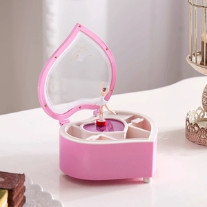 Caja de música de plástico con forma de corazón y adorno giratorio de niña, regalo para el Día del Niño. - Product Image 5