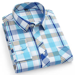 New Fashion 100% Cotton Quilted <strong>Plaid</strong> Mens Clothing Long Sleeve Casual <strong>Flannel</strong> Shirts - Product Image 5