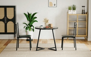 Hiện Đại Truy Cập Chiều Cao Dinette Cho Nhà Bếp Ăn Sáng Nook Phòng Khách Không Gian Nhỏ Gỗ Vòng Bàn Ăn Đặt Với 4 Ghế - Product Image 5