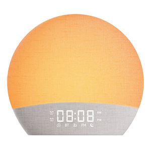 <b>LED</b> Night Light Alarm <b>Clock</b> Round Touch Control Sunrise Sunset Simulation Bedside <b>Clock</b> With Bluetooth And Sleep Mode - Product Image 1