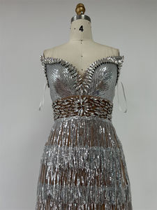 En kaliteli el boncuk ünlü akşam Mini seksi balo parti pist elbise - Product Image 3