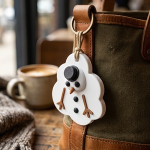 Ciondolo Pupazzo di Neve Sciogliibile Stampato in 3D, Ornamento per Albero di Natale, Portachiavi, Charm per Borsa, Regalo Invernale Antistress Bianco - Product Image 4