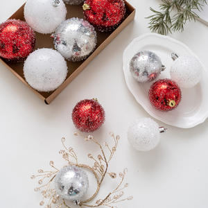 4cm 6cm 8cm Vin Rouge champagne Couleur Paillettes Boule De Noël Mat Arbre De Noël Décoration Boule - Product Image 4