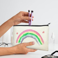 Offre spéciale, conception personnalisée, sacs à maquillage en coton et lin imprimés avec logo, sacs à cosmétiques en toile avec fermeture éclair