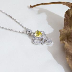 Collar de Diseño Más Reciente, Joyería MSN-933, Collar con Colgante de Oro de 18k, Collar con Diamante Amarillo Cultivado en Laboratorio con Corte Corazón - Product Image 3