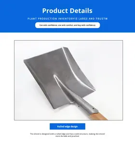 Pala <span class=keywords><strong>de</strong></span> Acero al Manganeso <span class=keywords><strong>de</strong></span> Cabeza Cuadrada <span class=keywords><strong>de</strong></span> Pequeño Tamaño, Color Natural Plata/Hojas Plateadas, Pala para Obras <span class=keywords><strong>de</strong></span> Construcción - Product Image 3